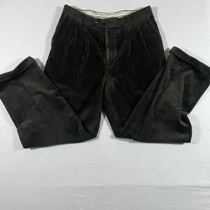 Rendezvous by Glen Oaks Corduroy Pants Dark Green Pleated Water Repellant 36
